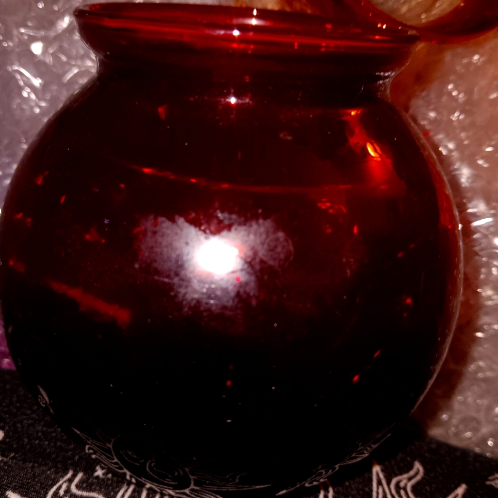 Ruby Red Glass Vintage Christmas Globe Ball Small Bulb Vase Candle Holder Anchor